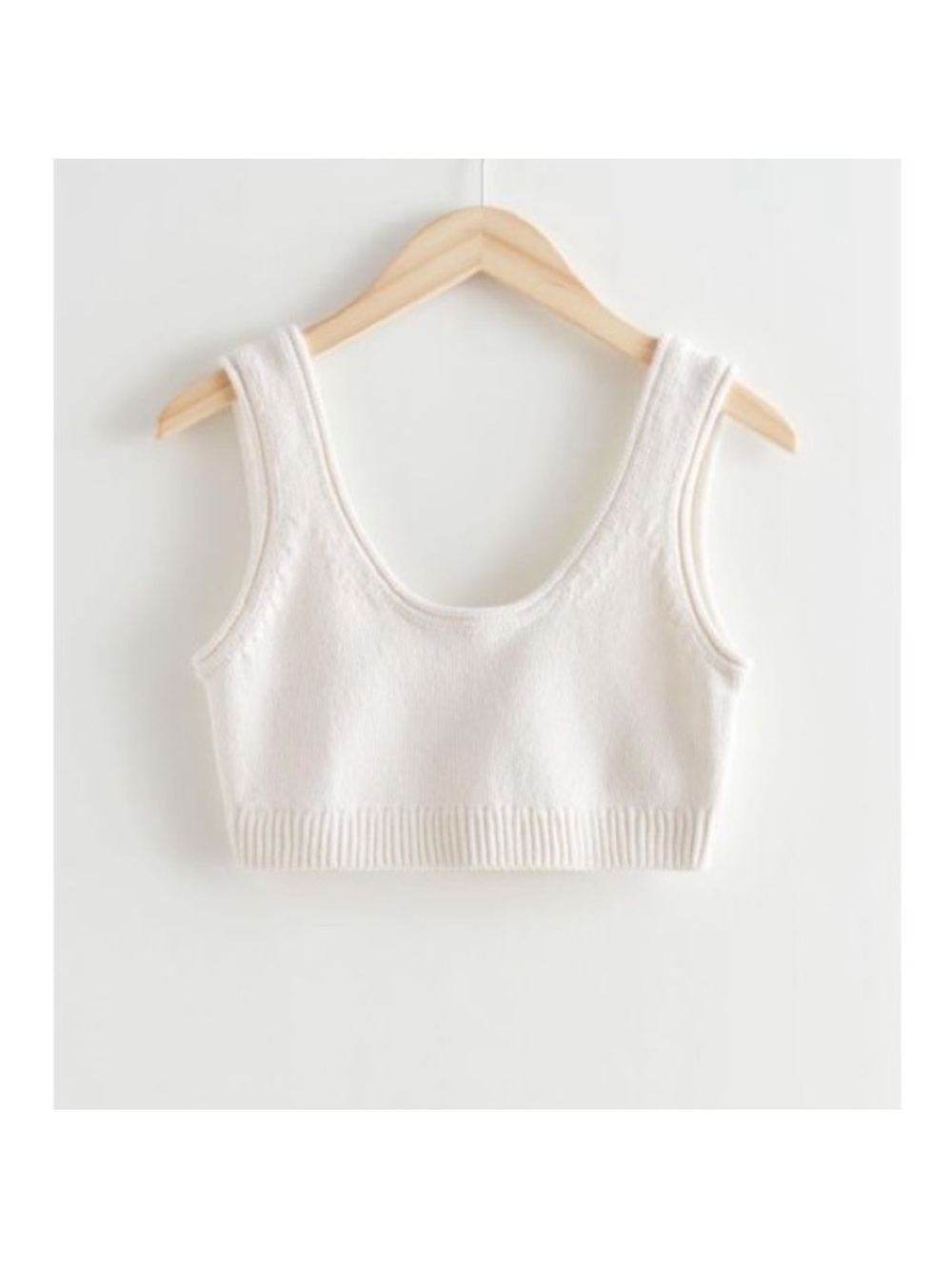And Other Stories Classic Cotton Knit Crop Tank Top - Cream - Size Small